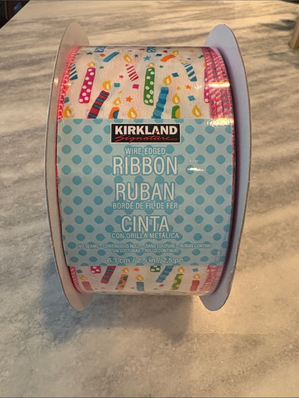 Kirkland Signature Wire-Edged birthday Candle Ribbon - 50 yards